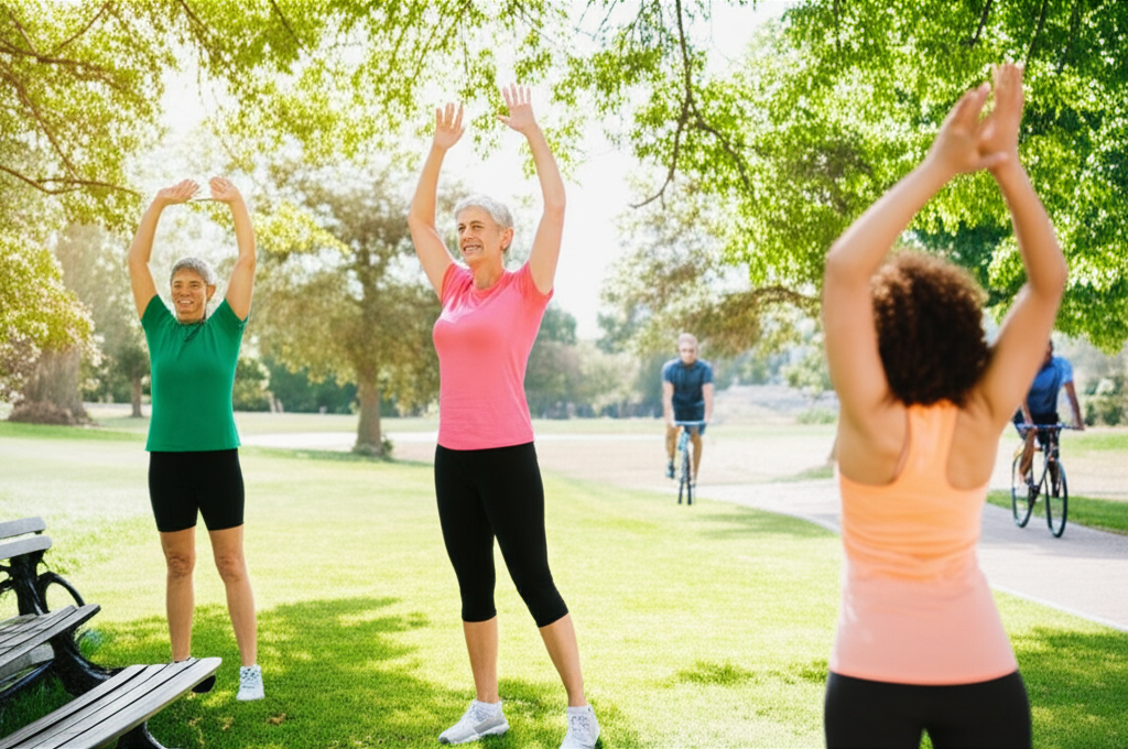 Active adults over 40 staying healthy and fit
